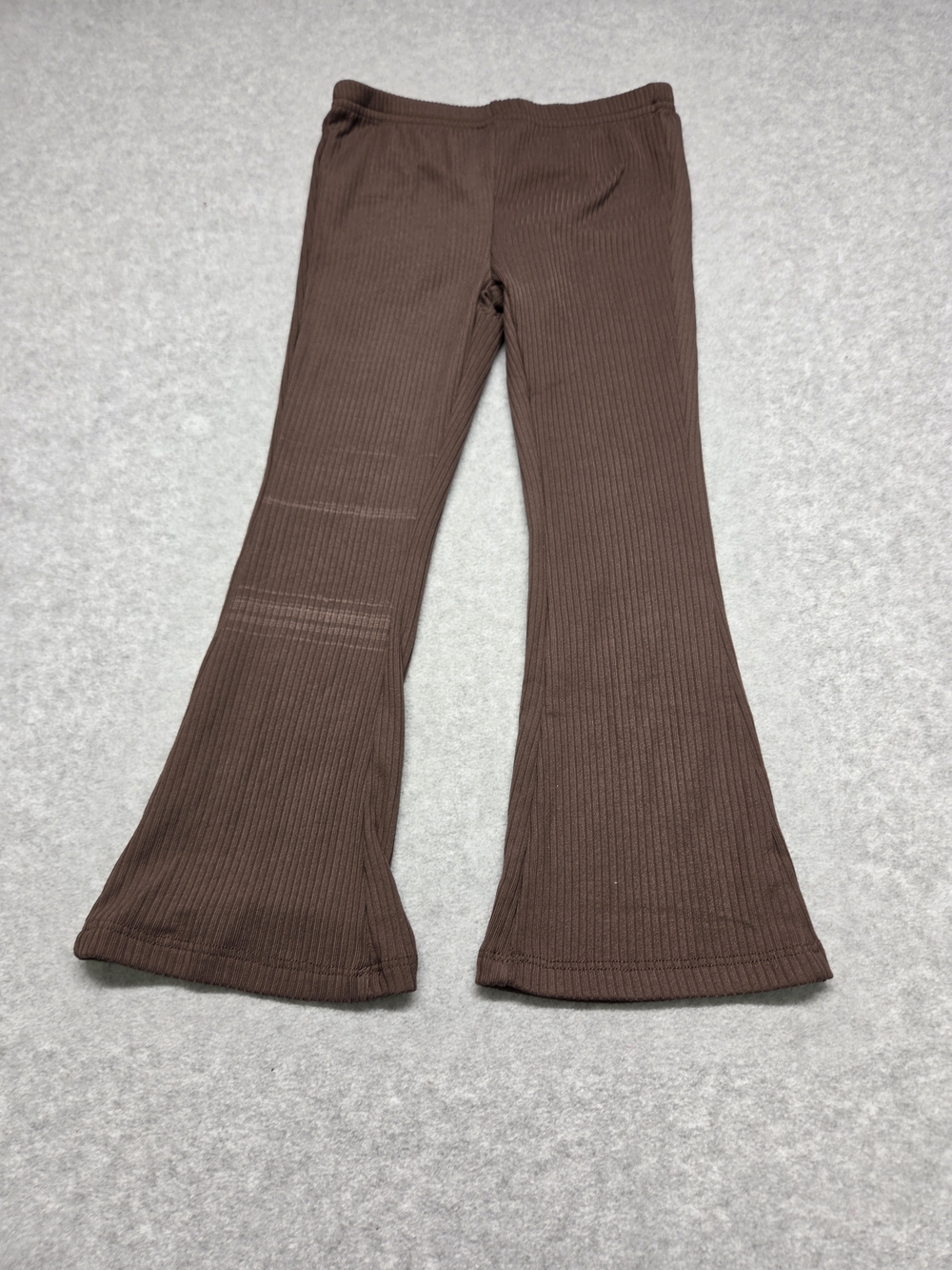 0249 btween Brown Ribbed Flare Leggings